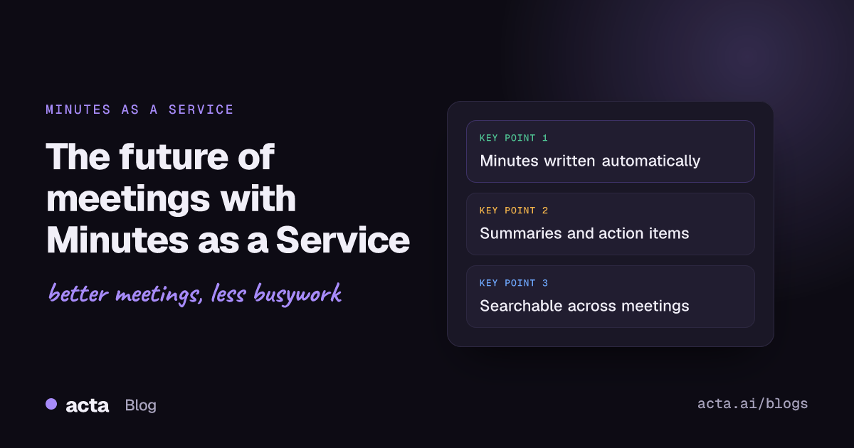 Cover illustration for an article on Minutes as a Service and AI-generated minutes of meeting