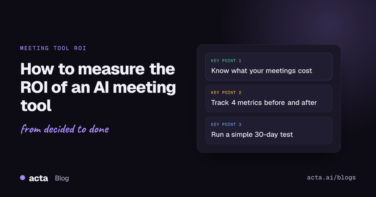 Cover illustration for an article on measuring the ROI of AI meeting tools and the real cost of meetings
